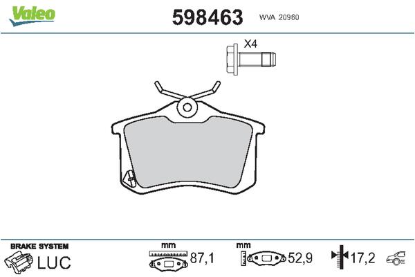 Brake Pad Set, disc brake - 598463 VALEO